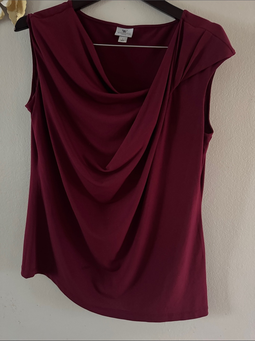 Worthington Sleeveless Draped Cowl Neck Top - Burgundy